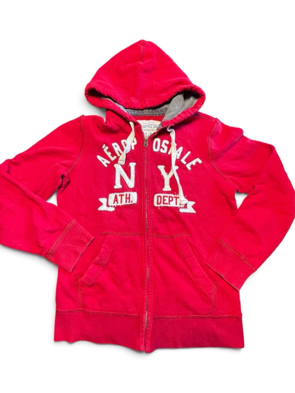 Y2K Aeropostale Red NY Logo Zip Hoodie
